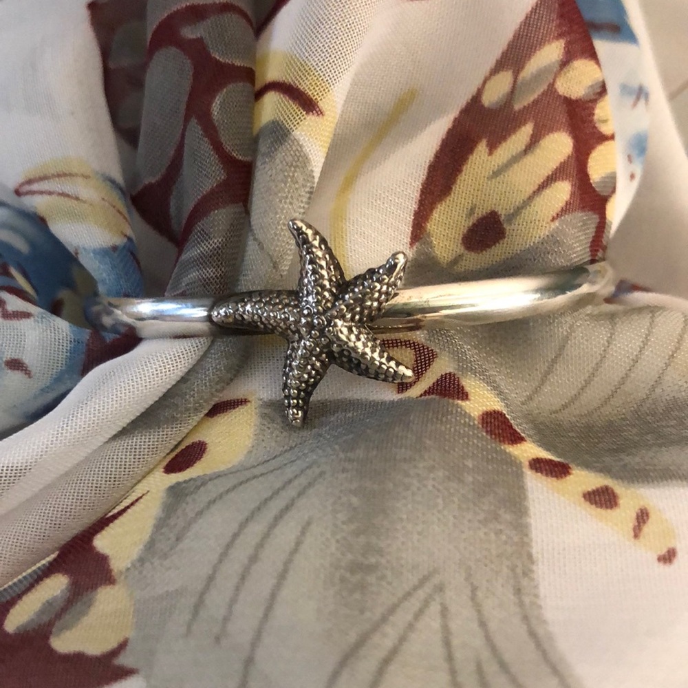 Sterling silver starfish hook bracelet